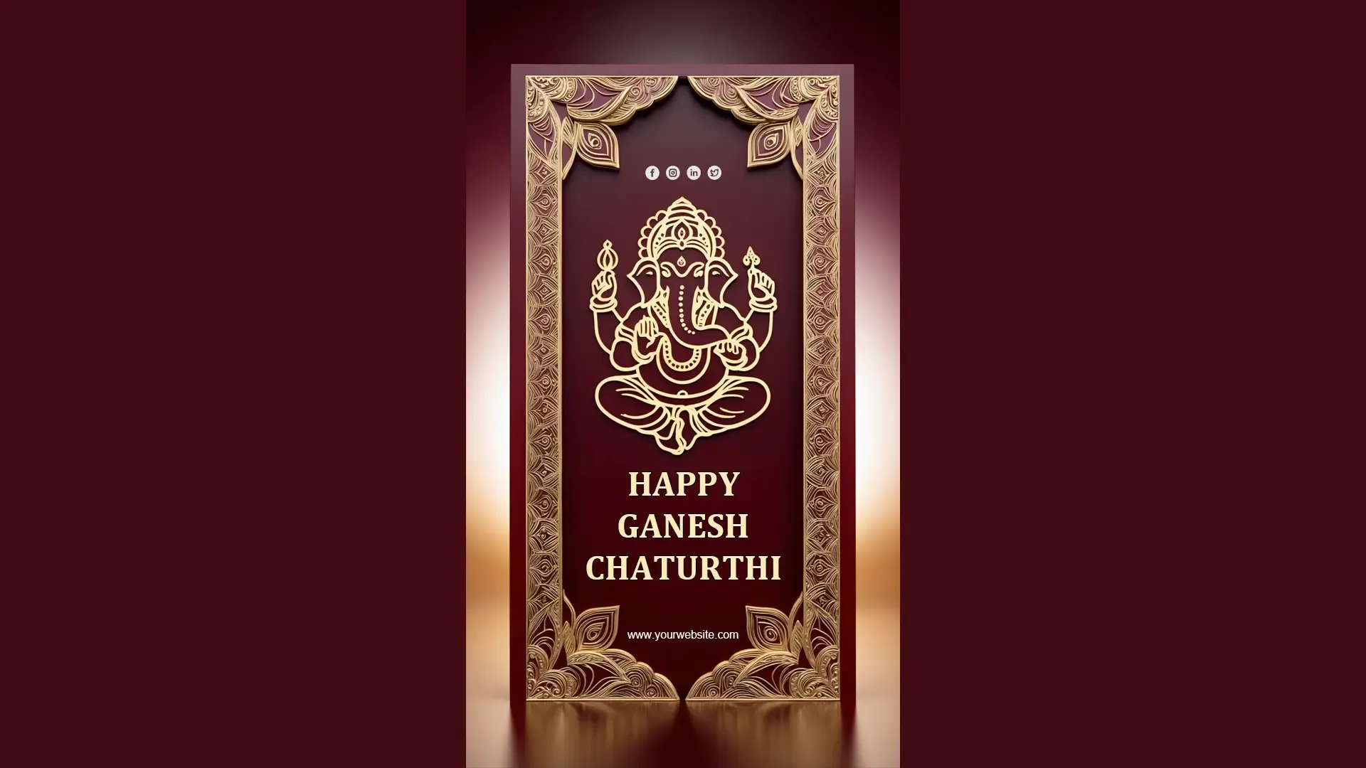 Luxurious Gold and Maroon Happy Ganesh Chaturthi Instagram Story Card image